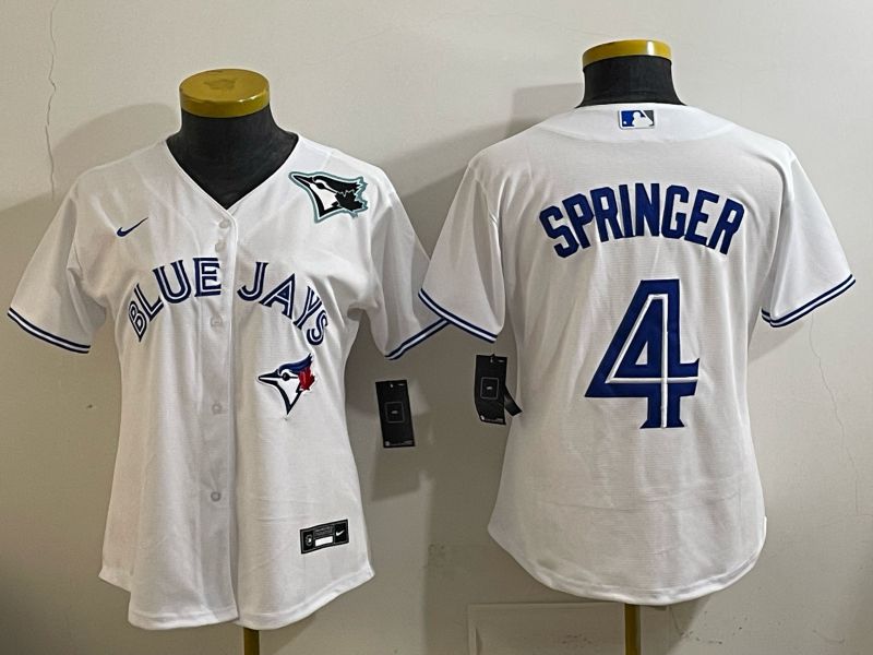 Women 2025 Toronto Blue Jays #4 Springer  white Game Nike MLB Jersey style 004